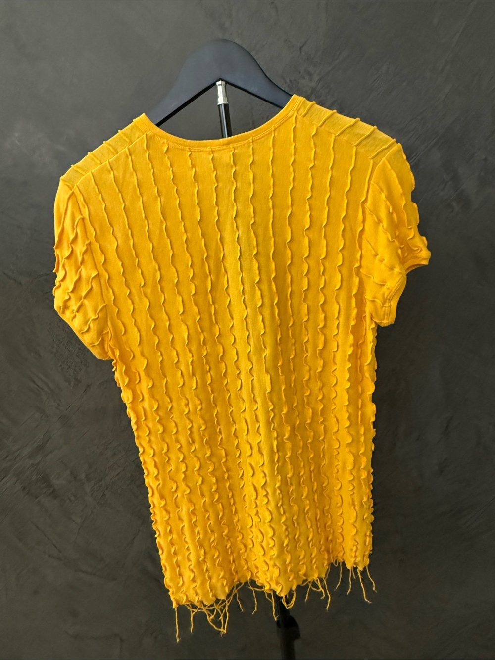 NWT Helmut Lang Yellow Textured Short Sleeve Top - Picture 2 of 4